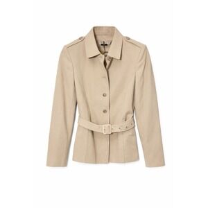 Tahari Womens Belted Blazer Jacket Size 8 Beige Career Tailored